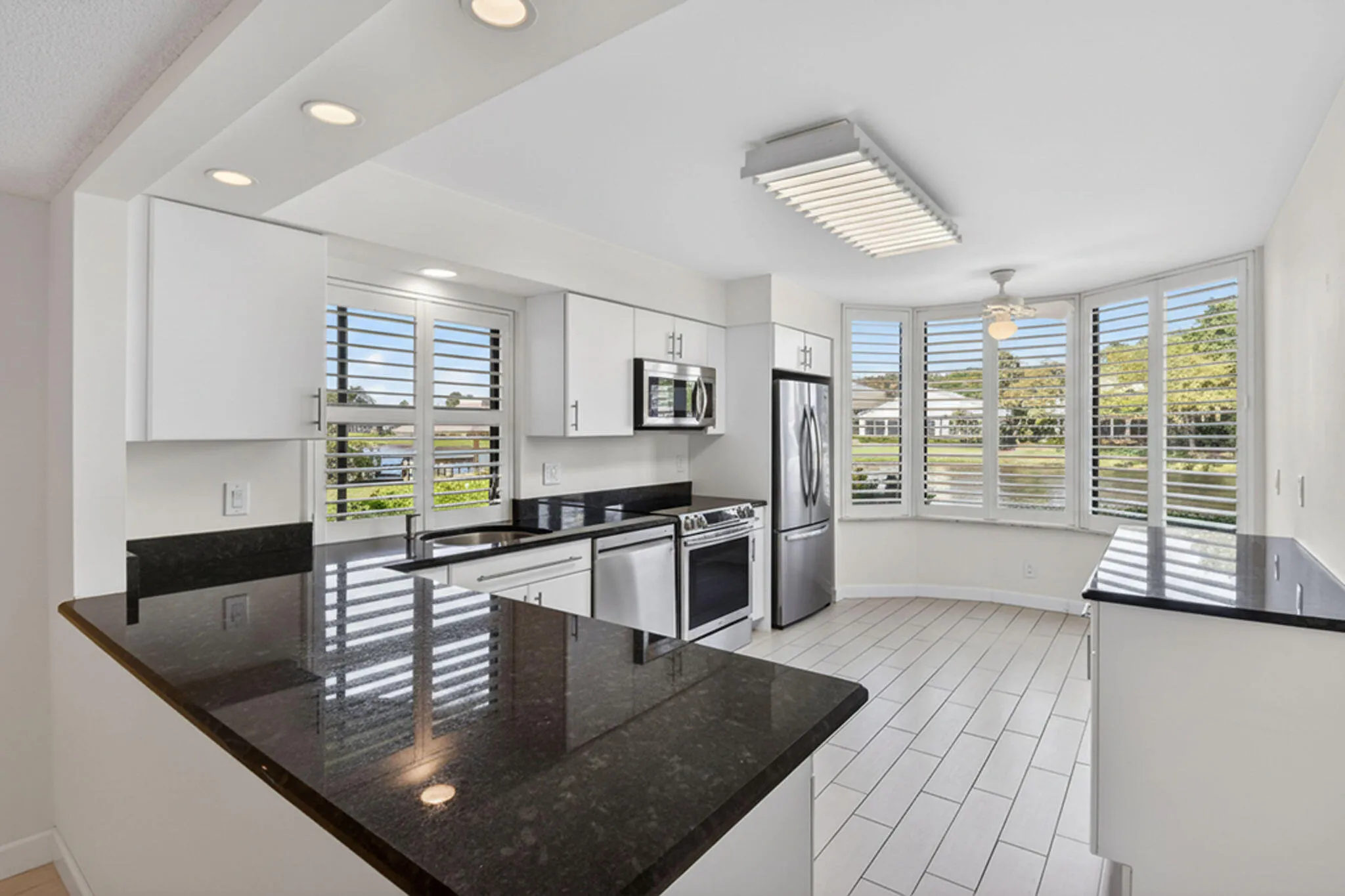 Staged Kitchen with White Shutters