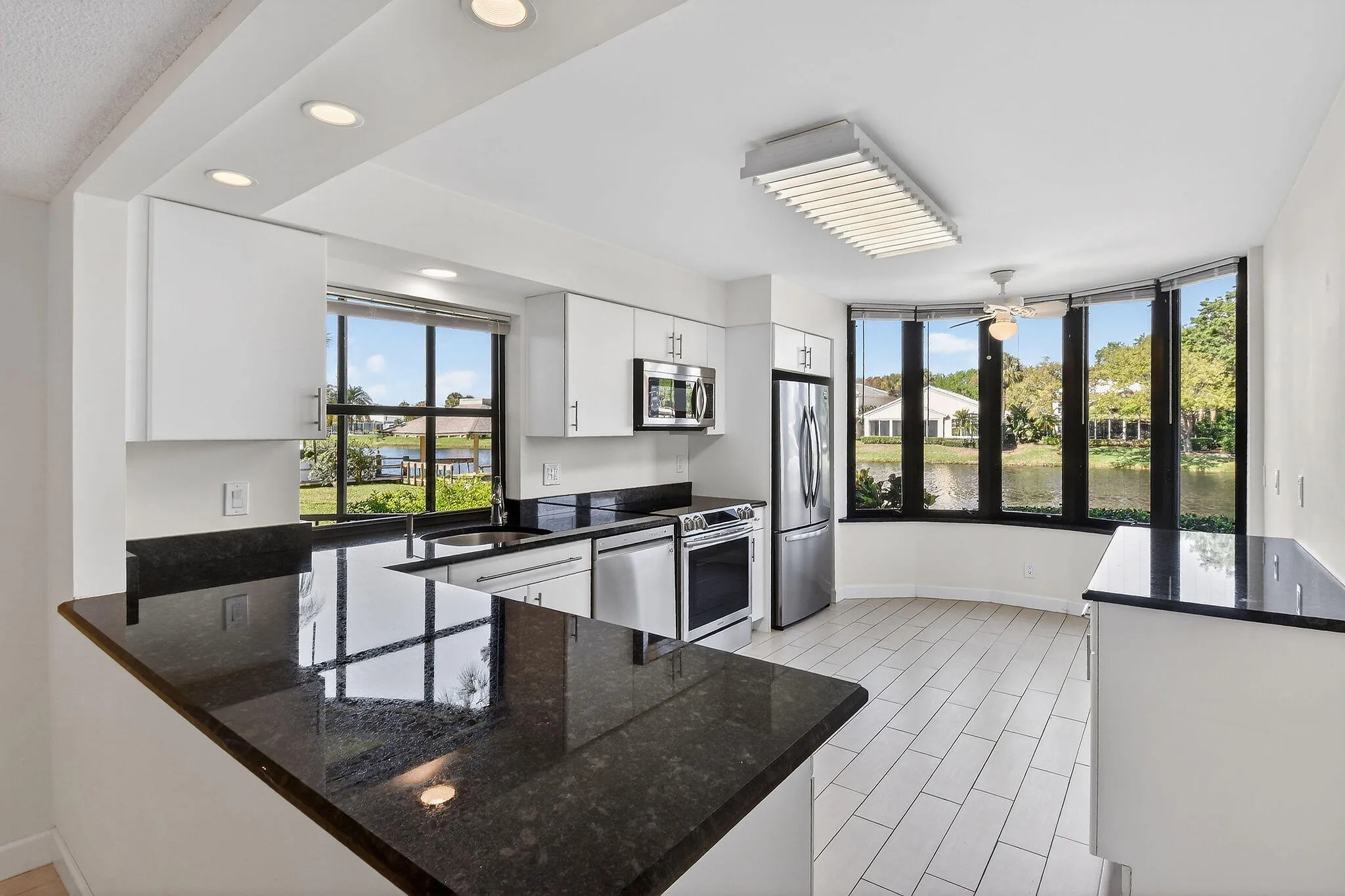 Kitchen showcasing water views