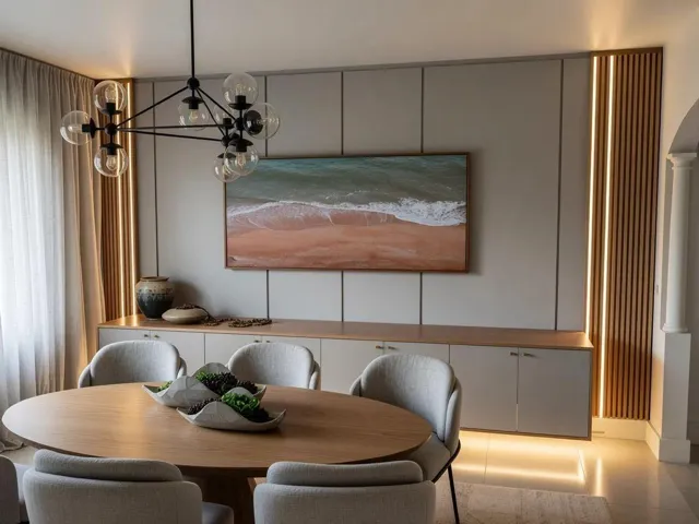 Designer wall paneling and custom built-in features are negotiable and available separately outside of the sale price