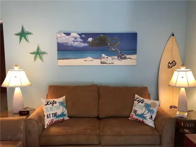 Spacious Living area fold out couch