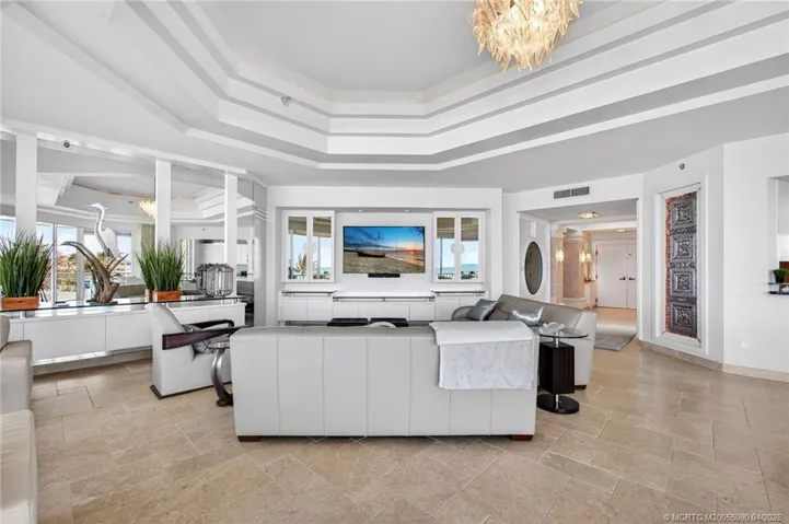 Strategically placed mirrors capture the view even while watching TV