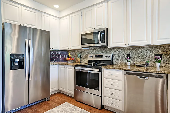 Stainless steel appliances in the kitchen