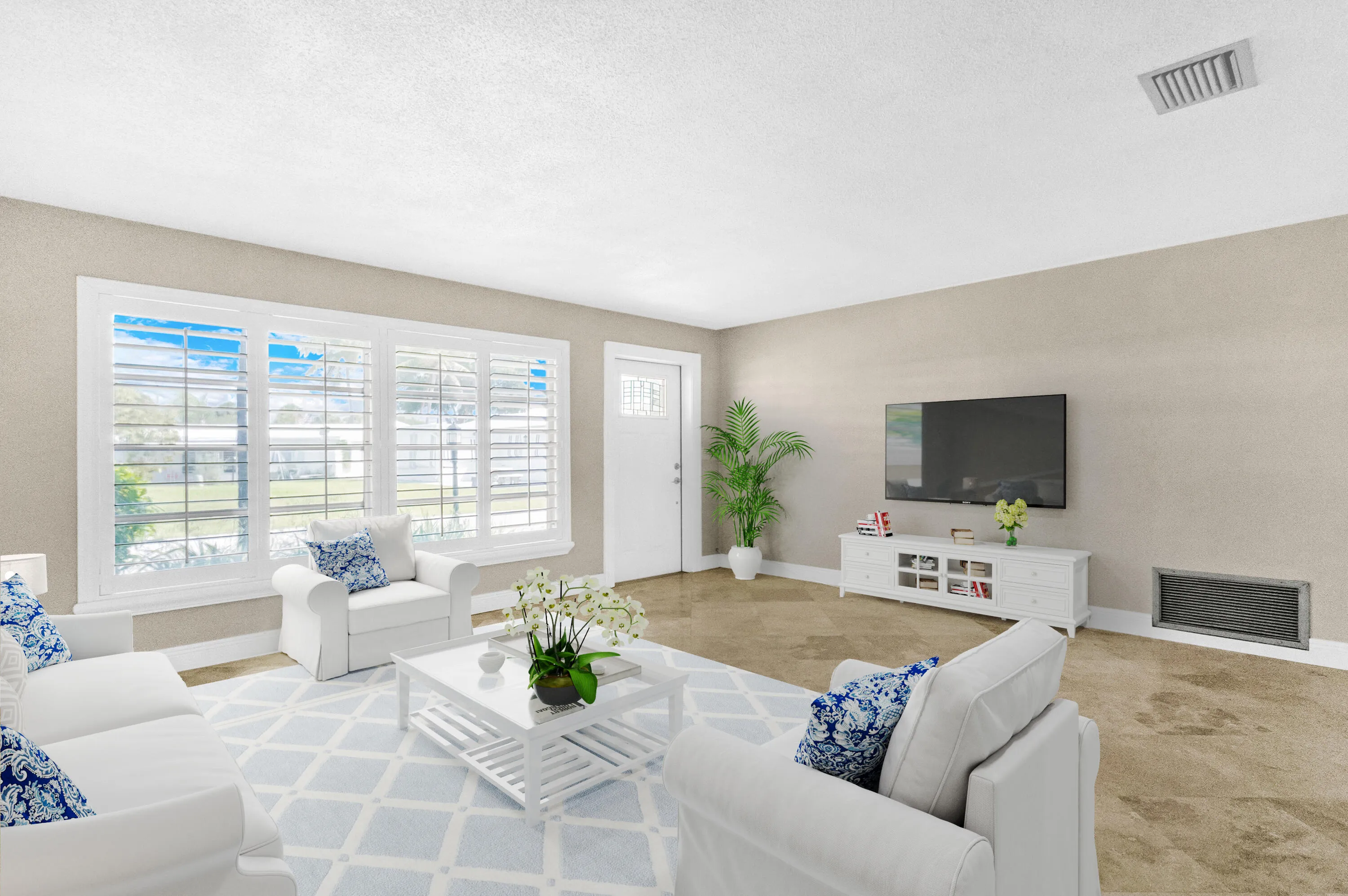 Photo virtually staged for potential decorating inspiration