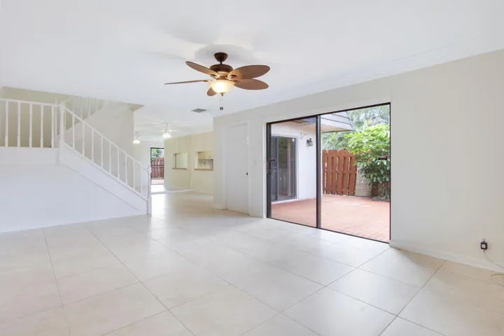 The first floor offers an open floorplan