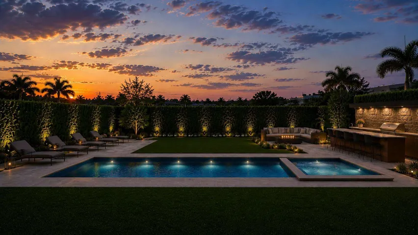 This image has been virtually staged to showcase the backyard and pool area's potential.
