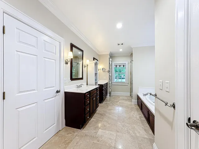 View of Primary ensuite with separate dbl sinks.