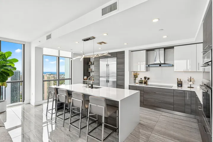 Chef's kitchen with ocean views