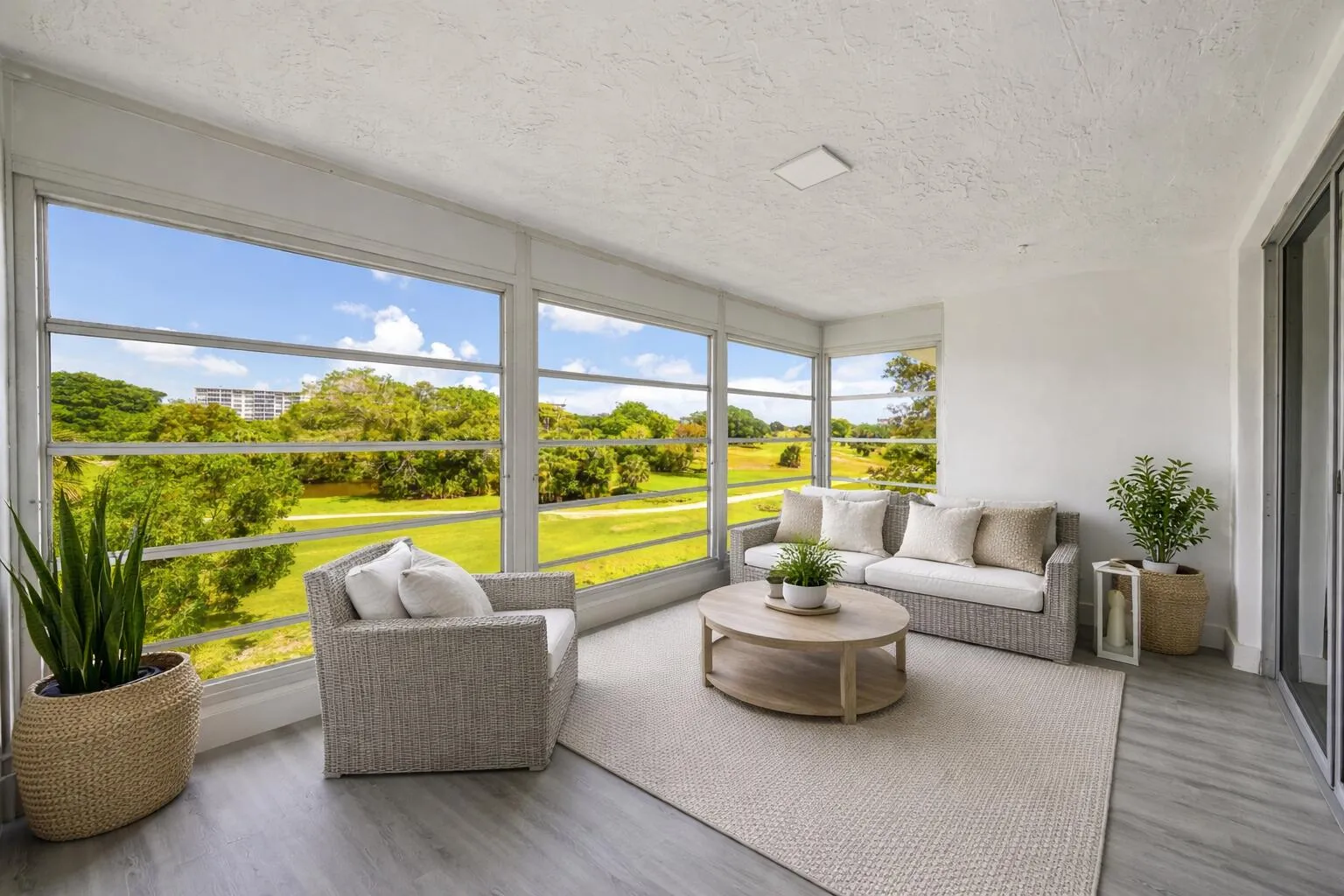 Cozy balcony with golf course view