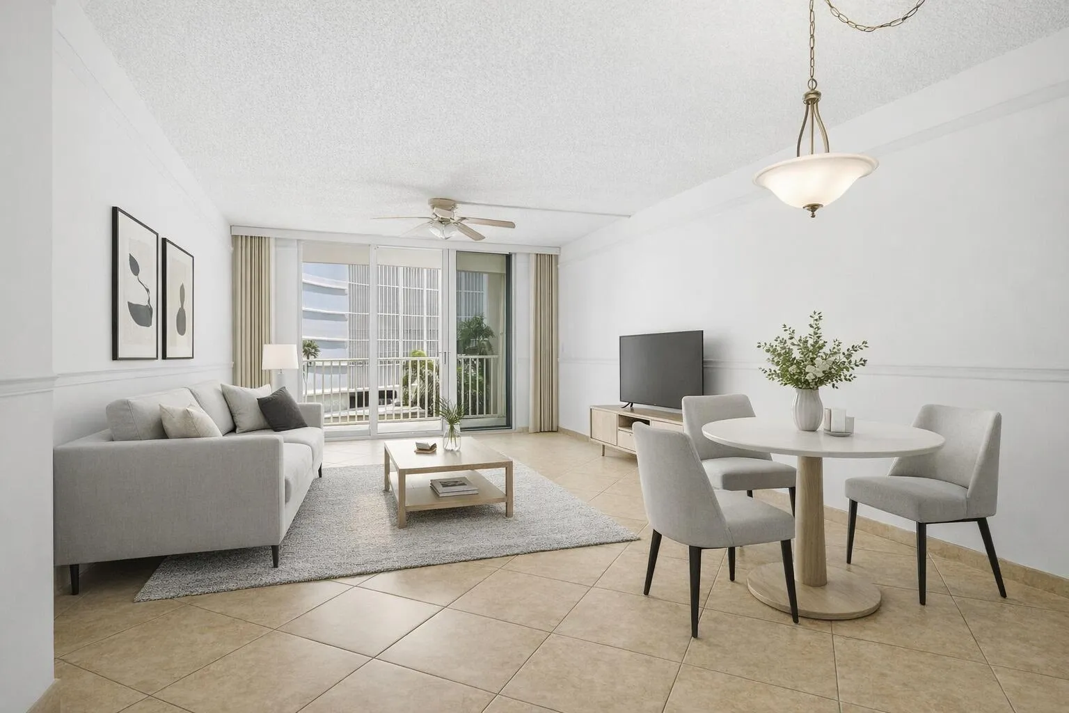 STAGED LIVING ROOM AND DINING