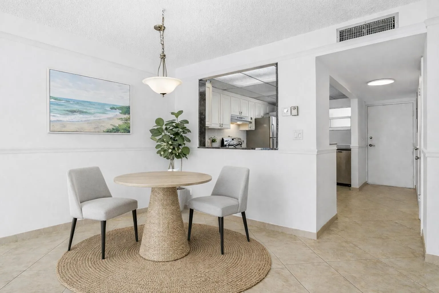 staged dining area