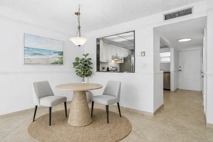 staged dining area
