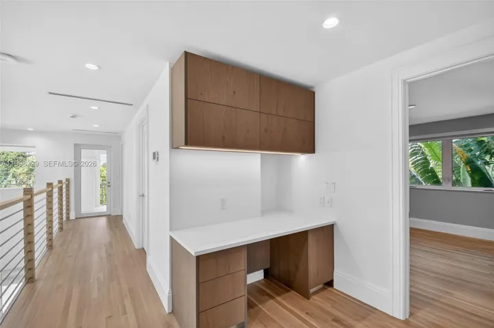 built in desk upstairs loft area