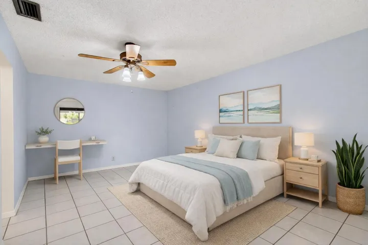 Serene guest bedroom with natural light