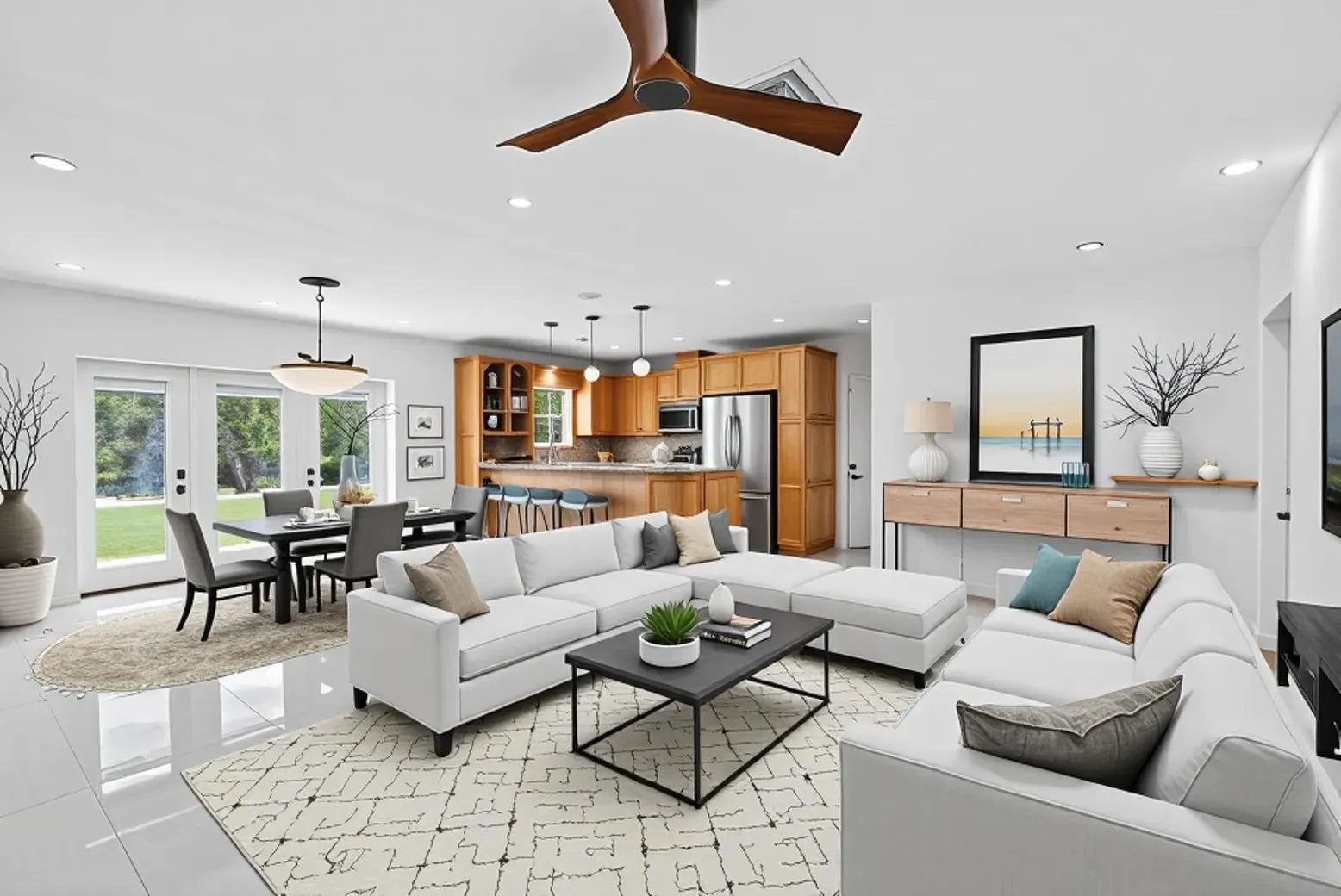 Living room/Kitchen (virtually staged)