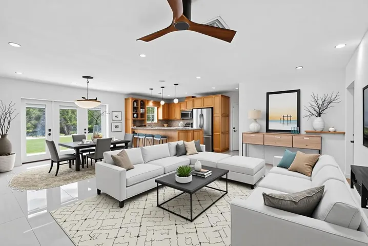 Living room/Kitchen (virtually staged)
