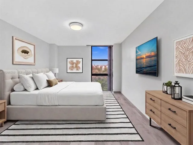 Virtually staged bedroom showcasing layout and space