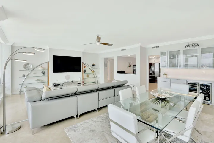 Custom Bar in Dining area w/refrigerator & wine cooler