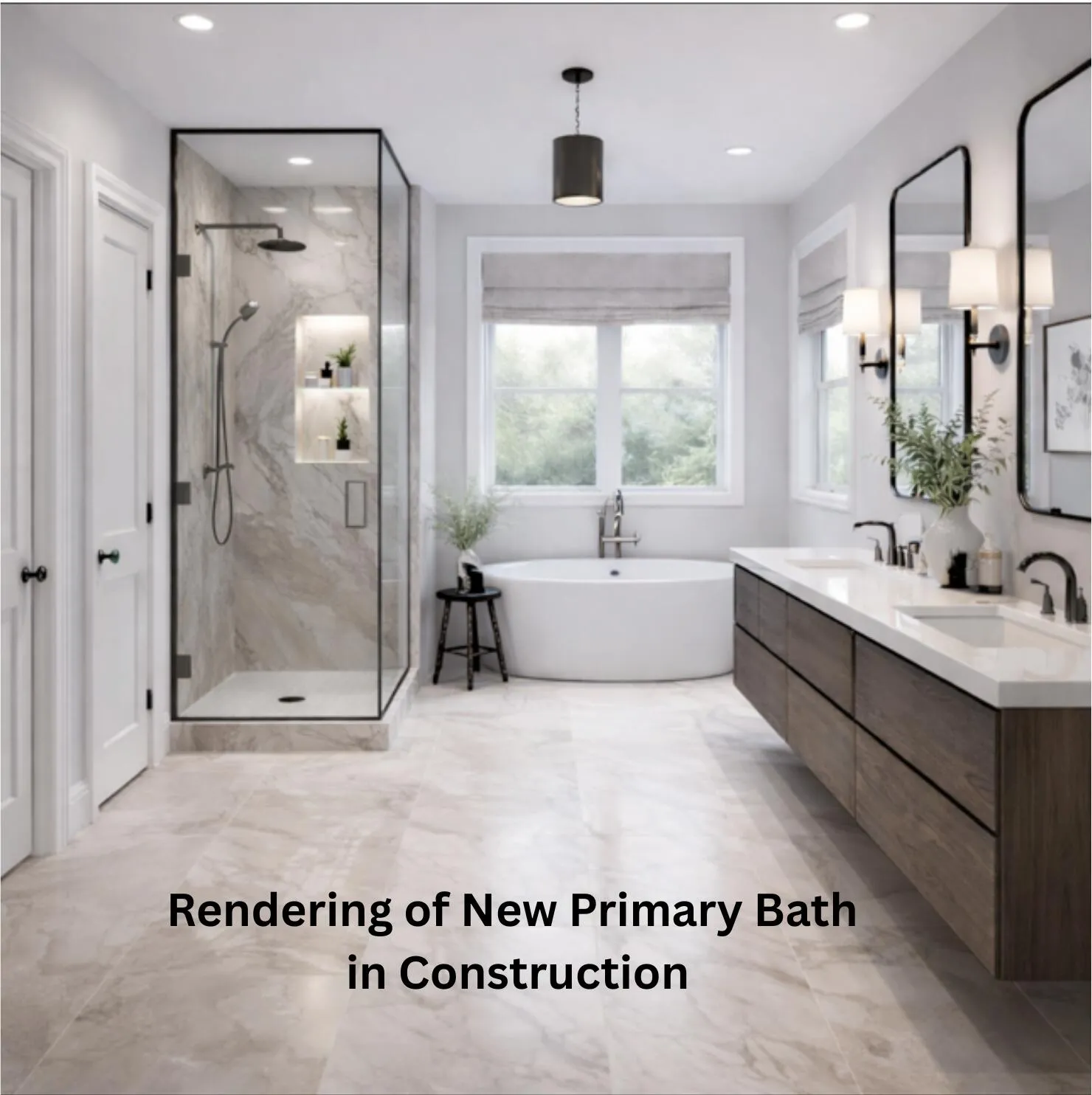 Rendering of New Primary Bath in Constru