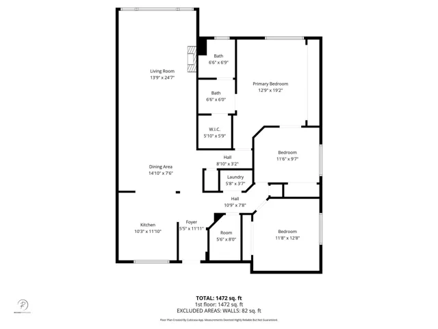 Floor Plan - 1564 sq.ft. actual interior liv area. is larger than the sq.ft. reflected on the Property Appraiser's website.