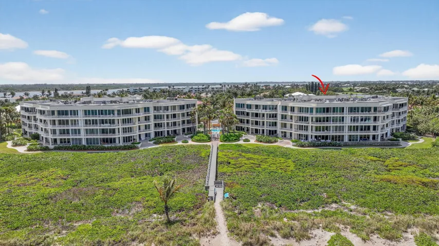 From the beach, looking toward the building