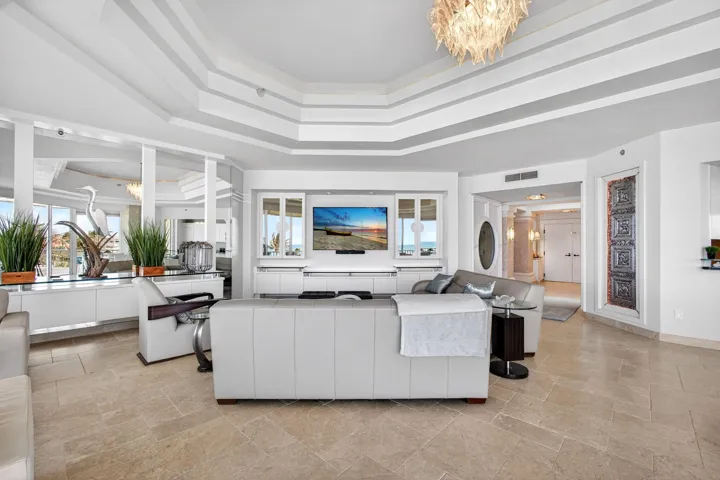 Strategically placed mirrors capture the view even while watching TV