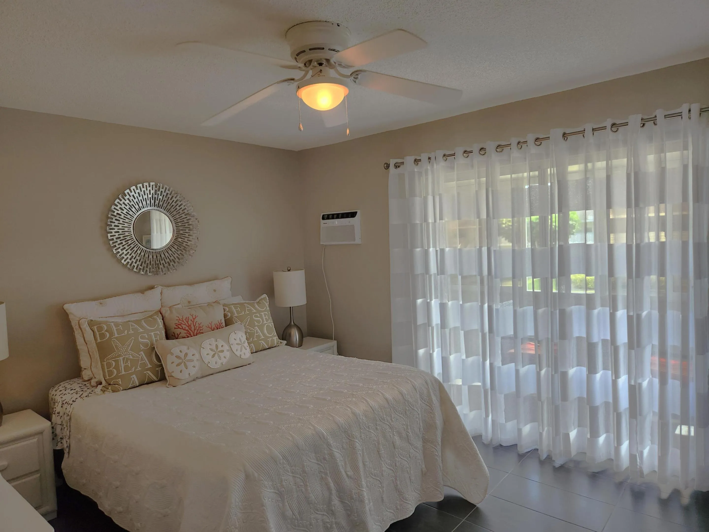 Bedroom with stylish curtains!