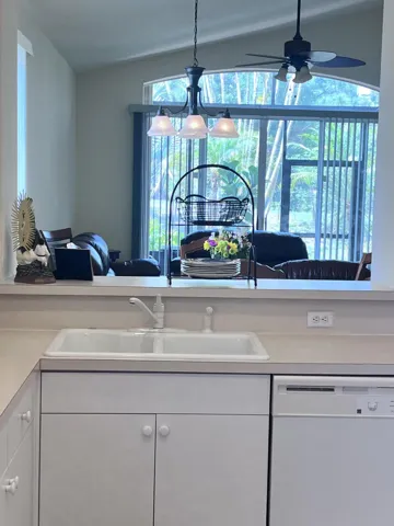 kitchen looking into living area