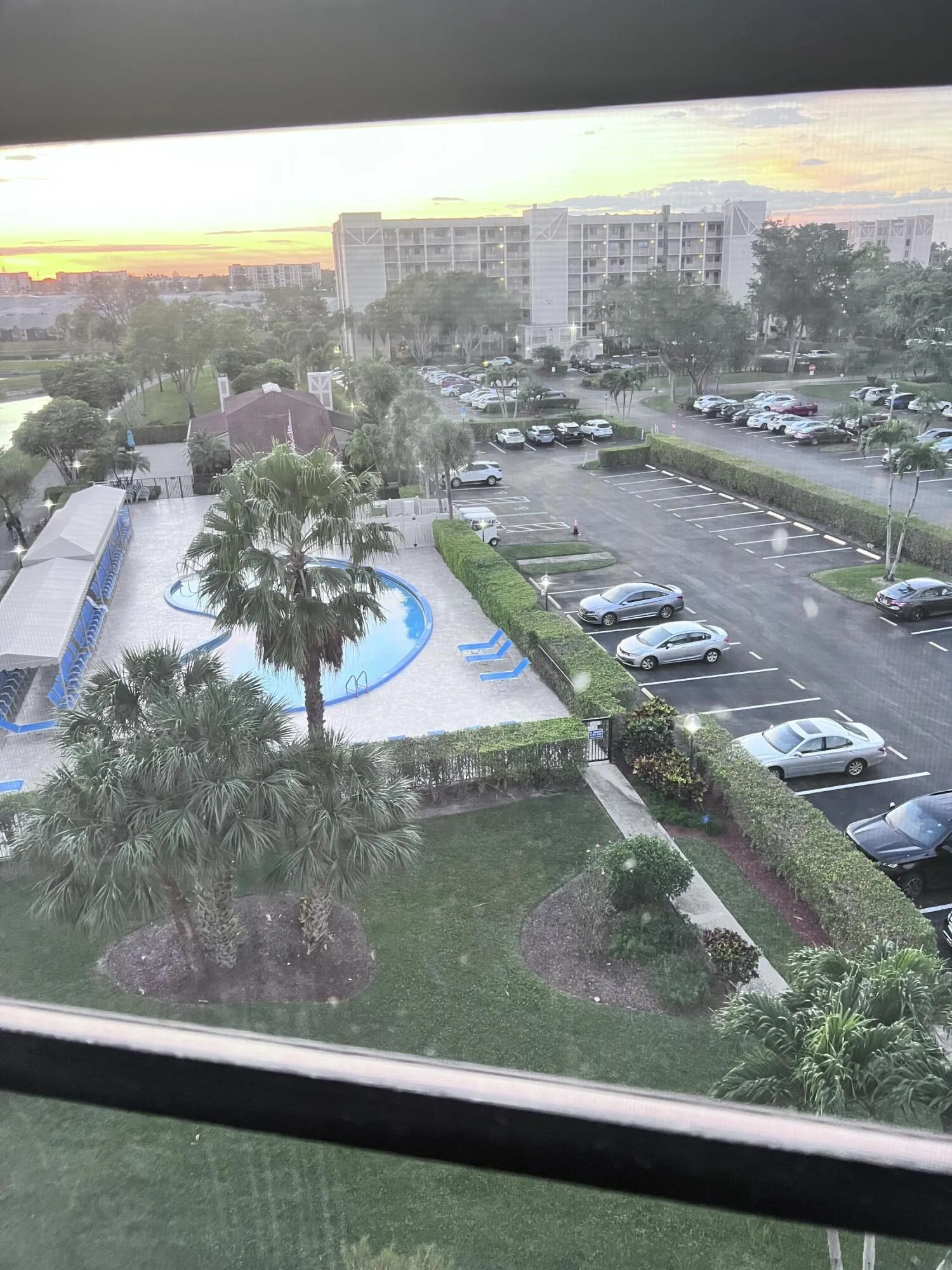Pool next to building