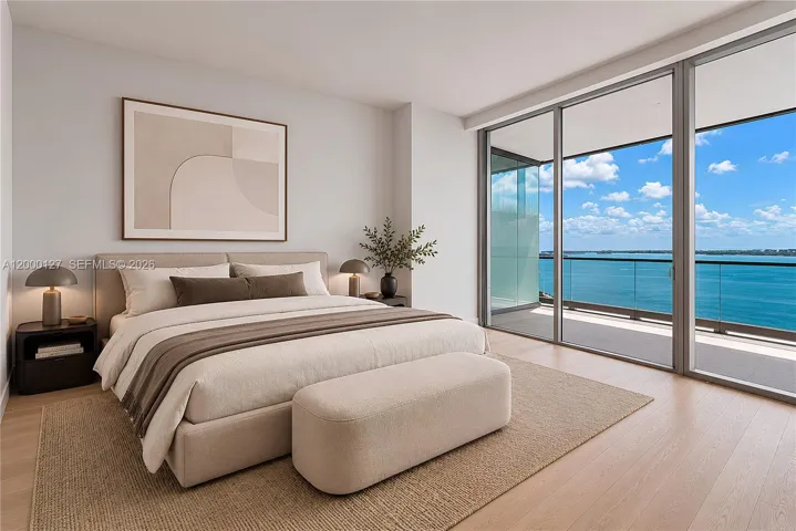 UNA Residences Brickell. Bedroom. Virtually Staged.