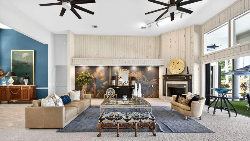 Family room with fireplace