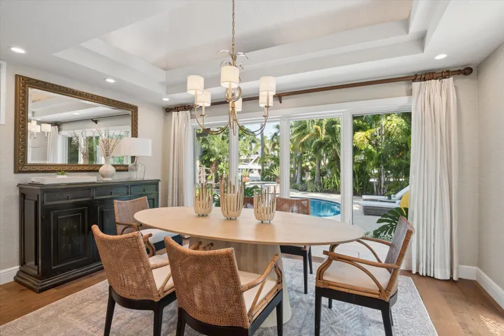 Dining area with bay windows for backyard views (main house)