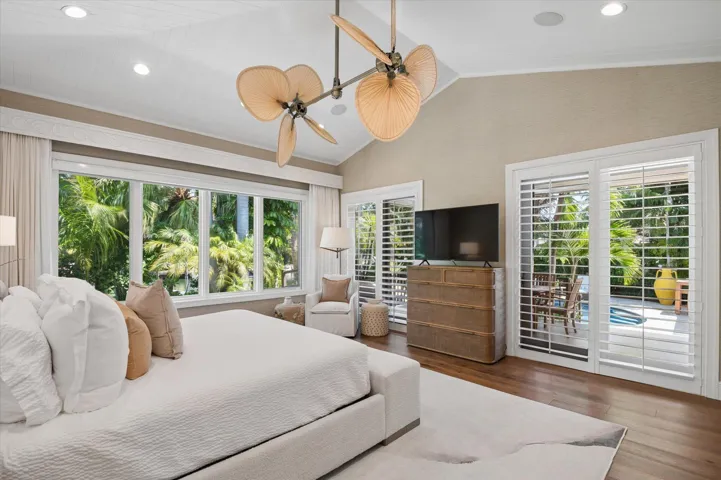 Cabana Suite with custom closet, north facing water view and ensuite cabana bathroom with pool access