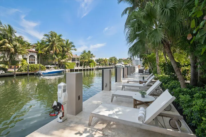 80 feet of waterfront dockage with brand new dock and seawall with water and electric connections