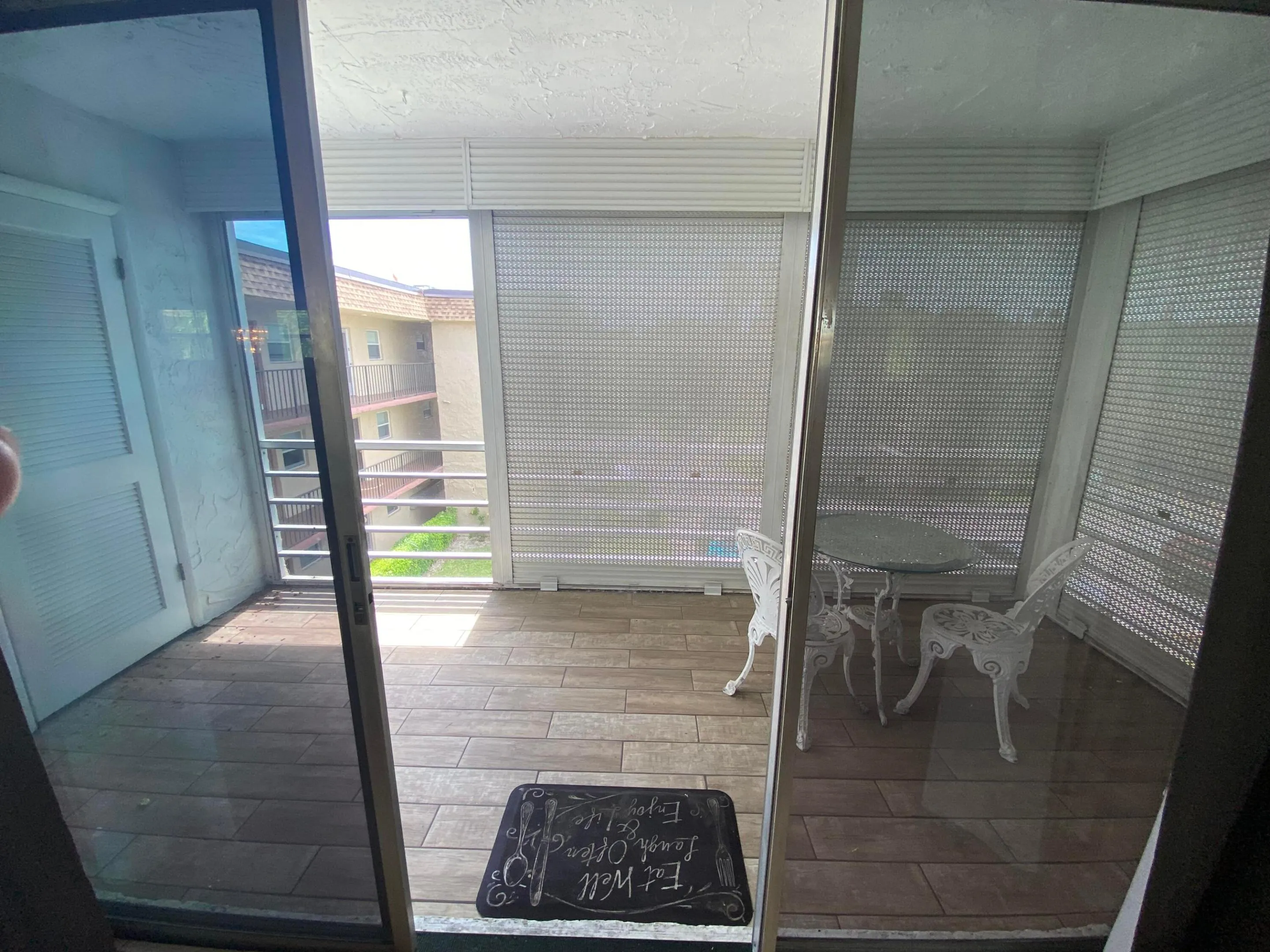 Large patio with roll down protection