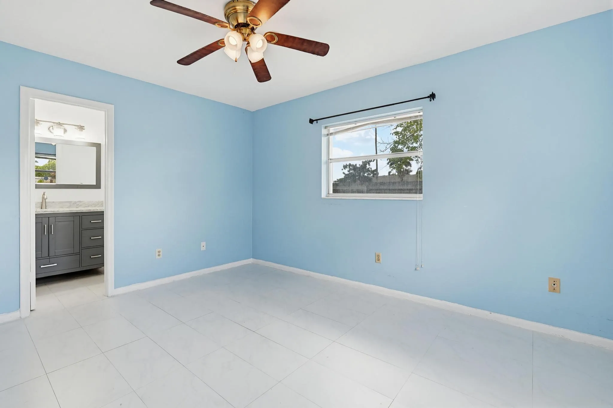 Beautiful updated master bath with vanity and shower