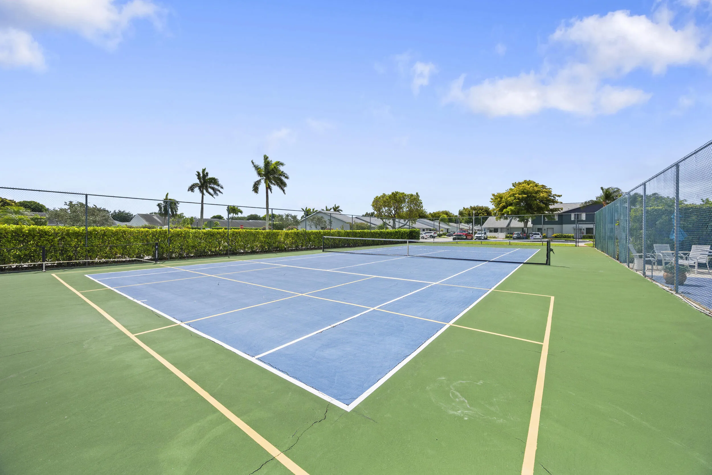 Stay active and enjoy the outdoors with well-maintained community tennis and pickleball courts, perfect for players of all skill levels. Whether you’re looking for a friendly match or a more competitive game, this amenity adds to the vibrant, resort-style lifestyle the community has to offer.