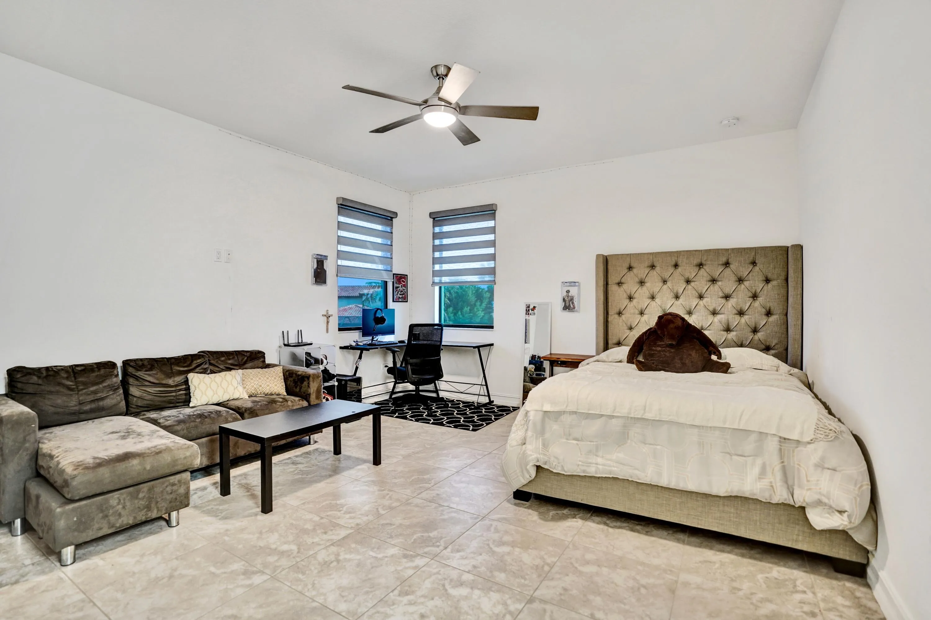 Bedroom suite with attached bathroom.