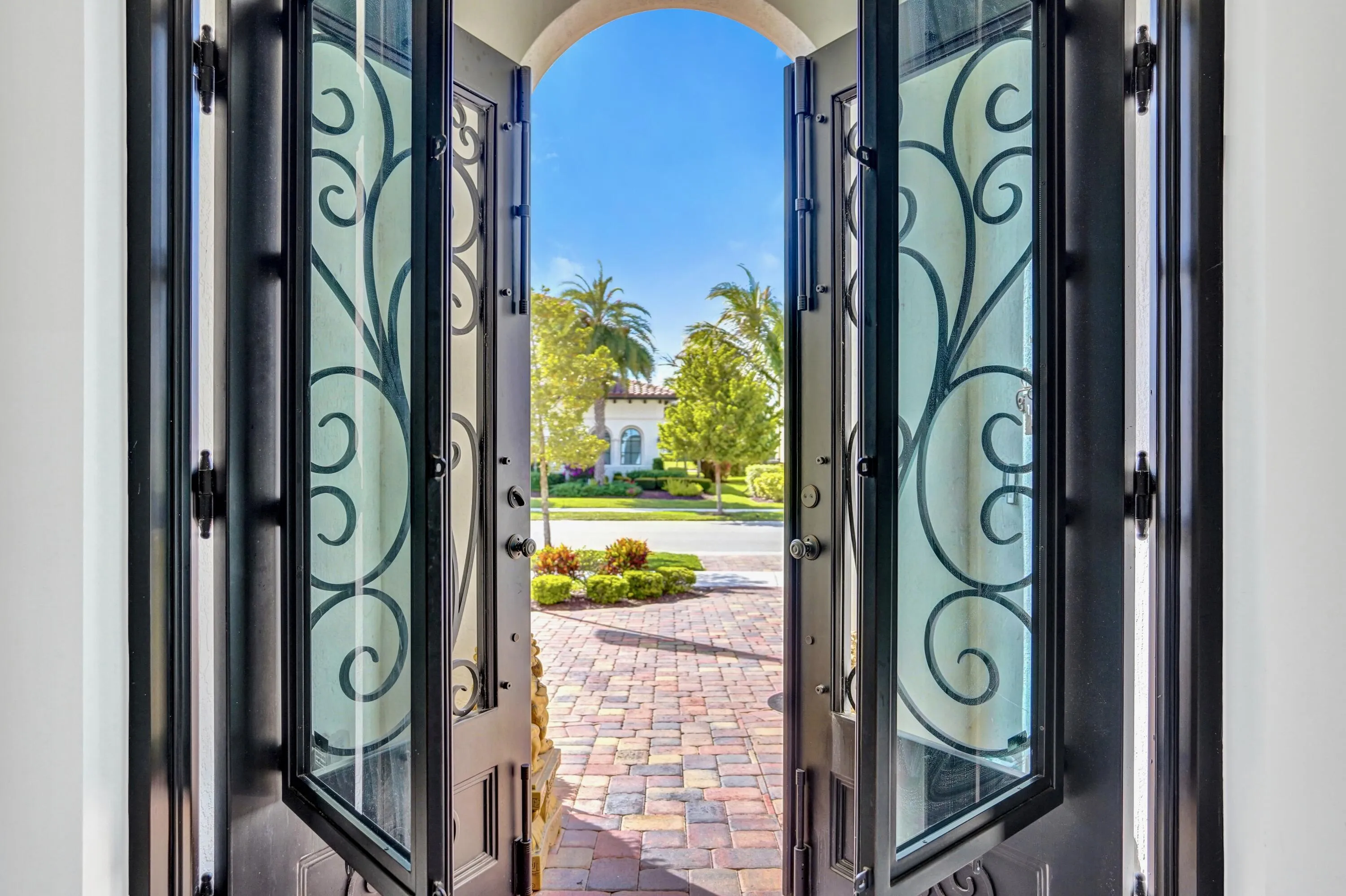 Upgraded impact glass doors that glass opens for fresh air.