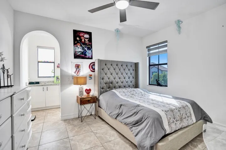 Bedroom suite with attached bathroom.