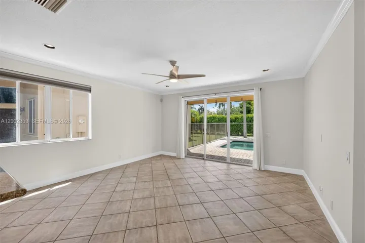 Family room overlooking the pool