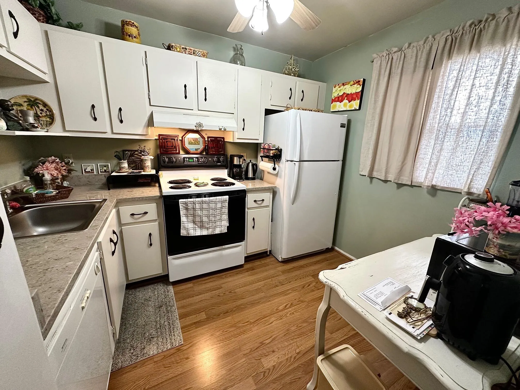 The kitchen has a window to let light in