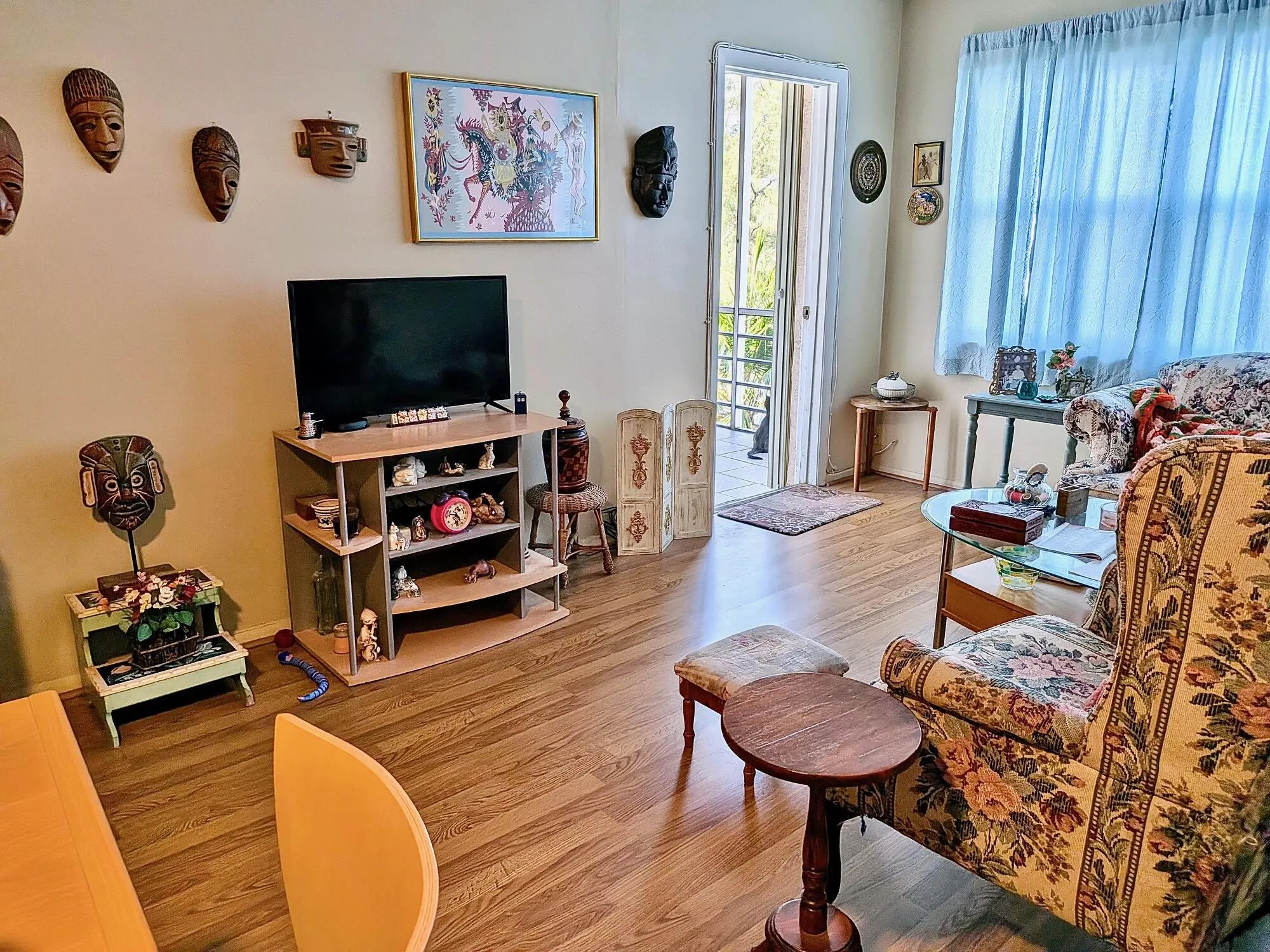 Living room with door to patio