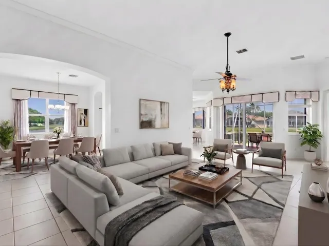Virtually Staged Living and dining room