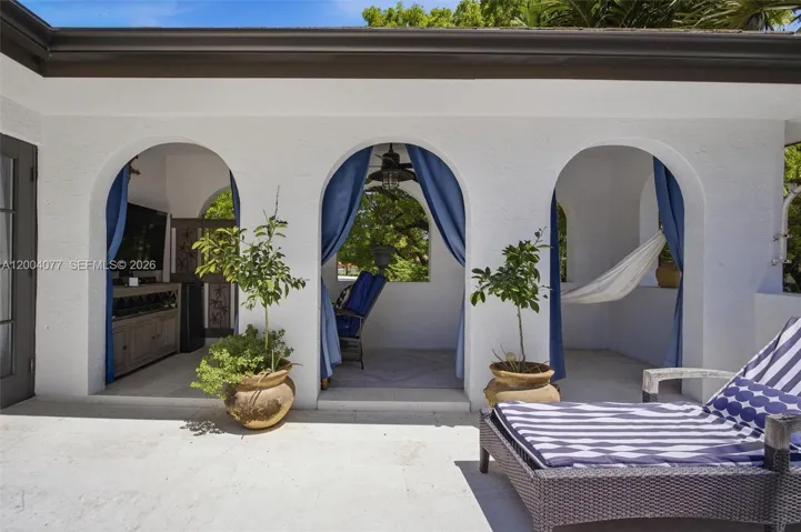 Private covered arcaded loggia & sun deck off master bedroom