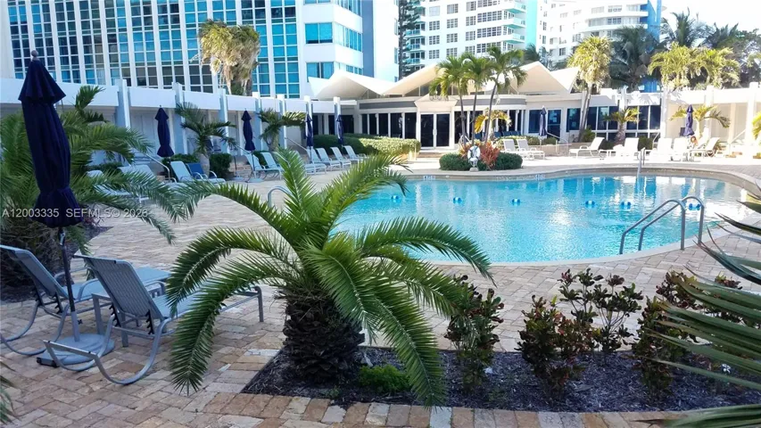 Pool with gym by beach