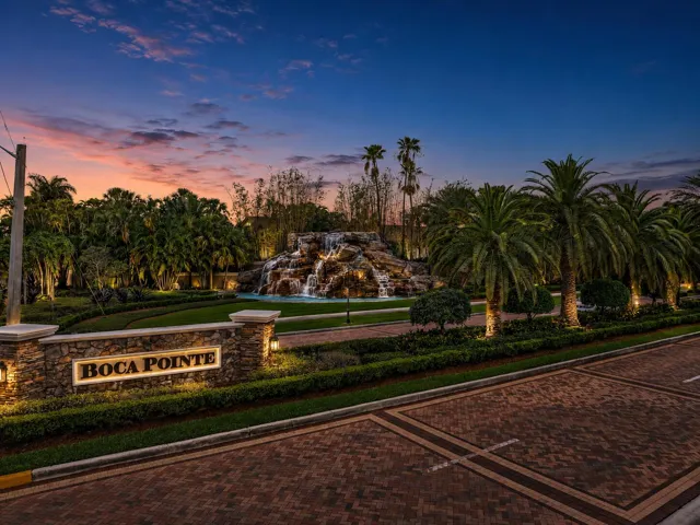 Boca Pointe Gated Entrance at Night