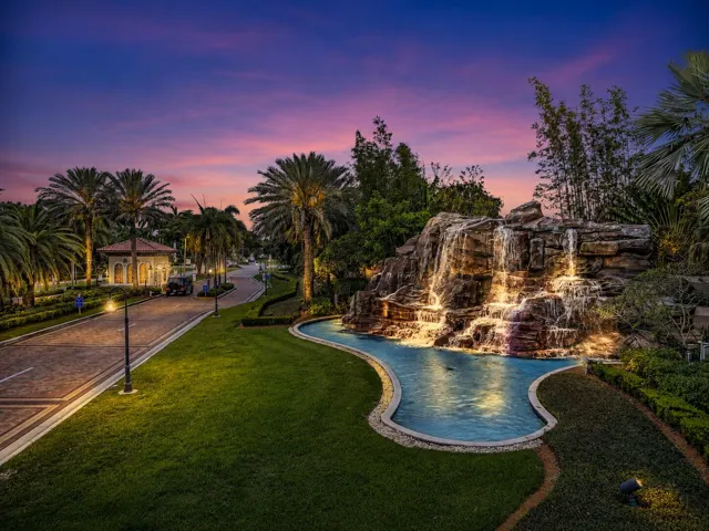 Boca Pointe Gated Entrance at Night