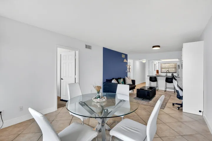 Dining area facing master bedroom door