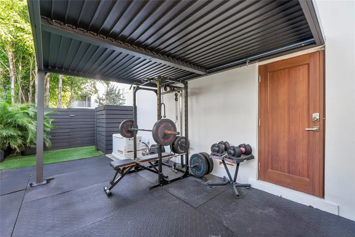 Custom pergola with workout area