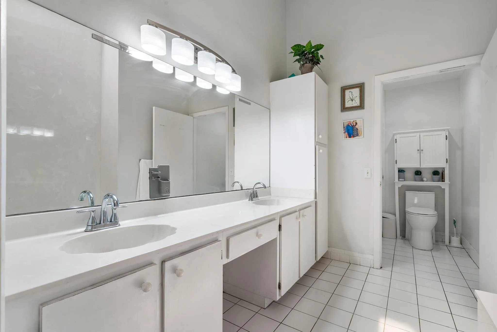 Primary Bathroom Large Vanity with Dual Sinks
